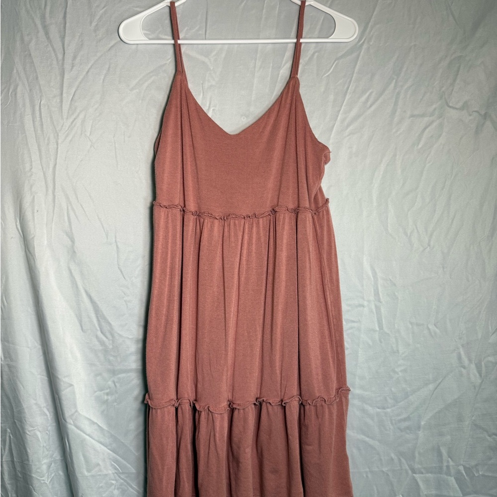 Pink Rose Tiered Ruffled Pink Sundress
